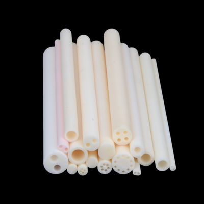 99% Alumina Ceramic Tube  Light Yellow Thermocouple Protection Tubes Insulating Ceramic